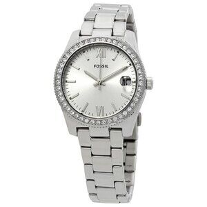 NWT Authentic Fossil Scarlette Crystal Silver Dial Women's Watch